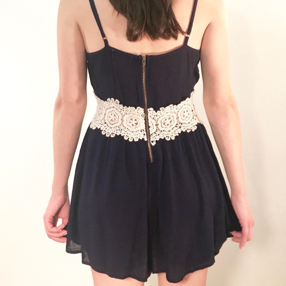 Rosette - See Thru Crochet Lace Waist Romper - Picture 2 of 4